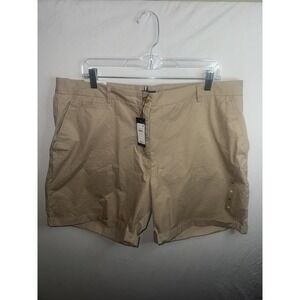NWT Tommy Hilfiger Womens Khaki Shorts Size 18 Straight Short High Rise 7" Chino